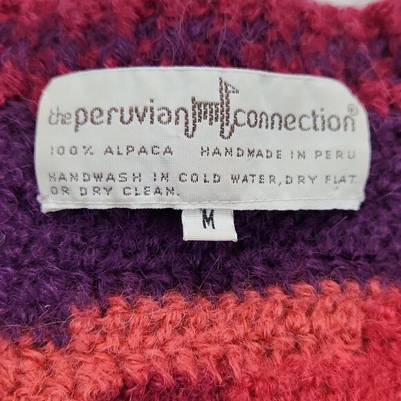 Peruvian Connection 100% alpaca colorful floral cardigan sweater Medium - Picture 4 of 6